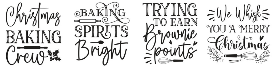 Vibrant Christmas Pot Holder Typographic Emblems, Calligraphic Lettering Collection Vector Illustration for Gift Card, Advertisement, Social Media Post