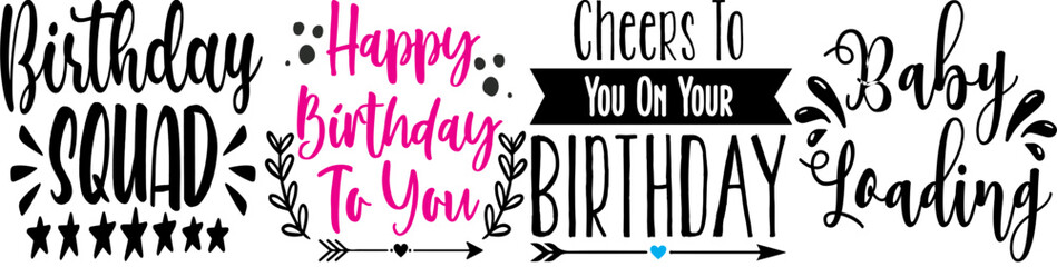 Classic Birthday Quotes, Trendy Retro Style Illustration Pack Vector Illustration for Motion Graphics, Vouchers, Holiday Cards