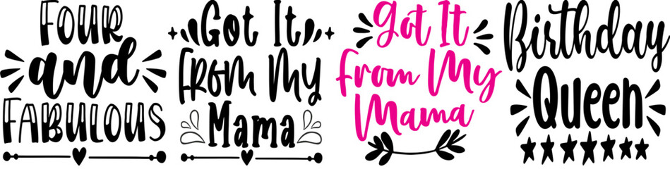 Colourful Birthday Invitation, Labels And Badges Set Vector Illustration for Flyer, Bookmark, Postcard