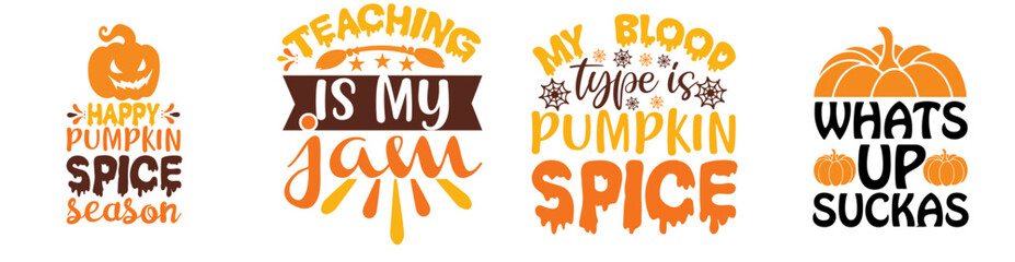 Vibrant Big Fall Hand Lettering, Quotes Collection Vector Illustration for Advertising, Logo, Holiday Cards
