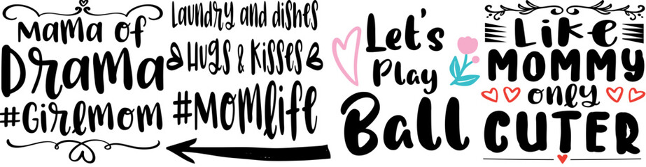 Colourful Mom Inscriptions, Labels And Badges Set Vector Illustration for Wrapping Paper, Decal, Motion Graphics