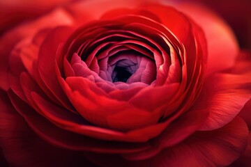 Close-Up of a Vibrant Red Ranunculus in Bloom