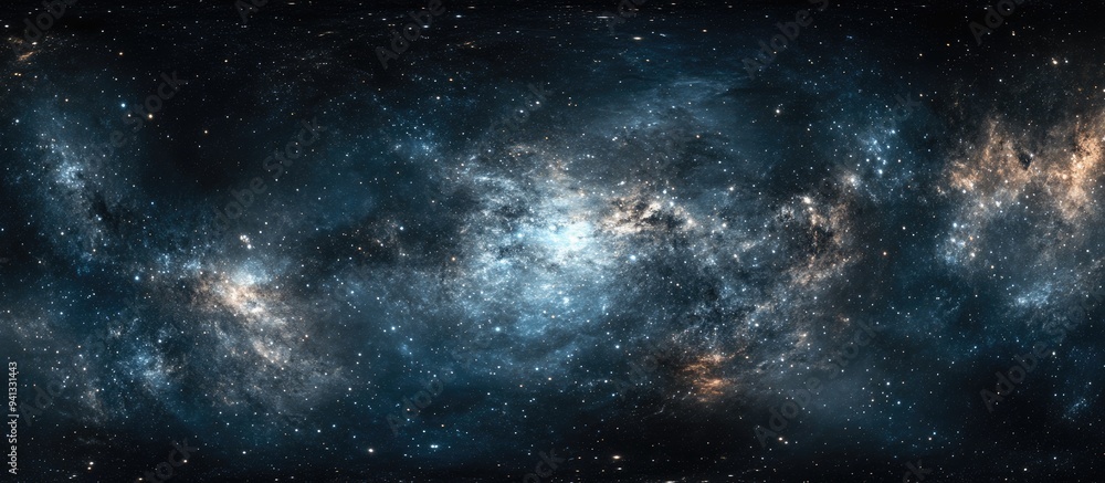 Poster Space background with nebula and stars in a 3D cartoon rendering Equirectangular projection spherical panorama and environment 360 HDRI map 3D illustration