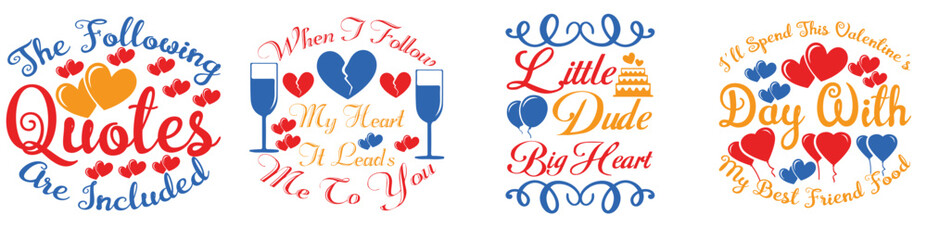 Cute Valentines Day Invitation, Labels And Badges Set Vector Illustration for Flyer, Social Media Post, Holiday Cards