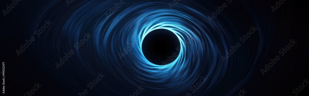 Poster Black hole with circle spin effect in a 3D cartoon rendering abstract background