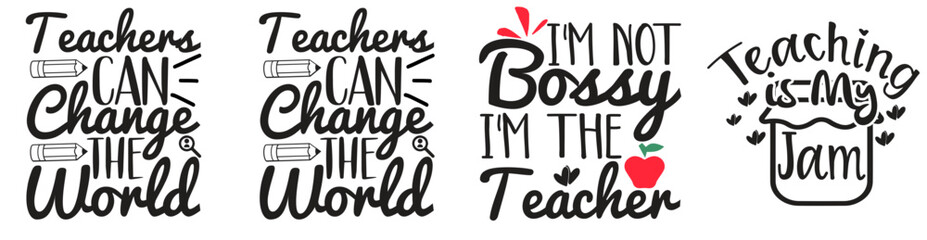 Vibrant Teacher Labels And Badges, Quotes Bundle Vector Illustration for Flyer, Banner, T-Shirt Design