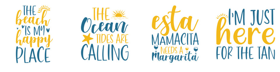 Classic Summer Phrases, Calligraphy Bundle Vector Illustration for Presentation, Poster, Infographic