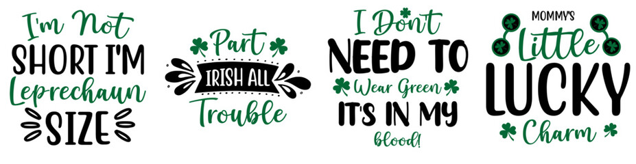 Fototapeta premium Vibrant St Patricks Day Hand Lettering, Phrases Set Vector Illustration for Logo, Motion Graphics, Packaging