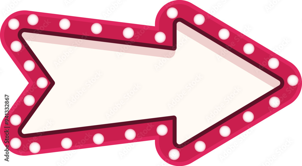 Aufkleber red neon arrow sign pointing to the right with empty space for your text