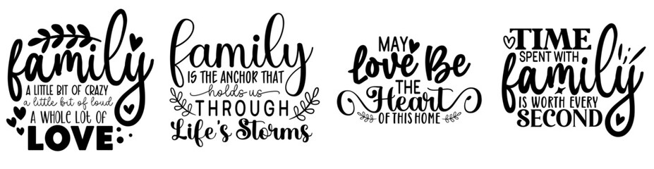 Creative Family Invitation, Inscriptions Pack Vector Illustration for Flyer, Bookmark, Gift Card