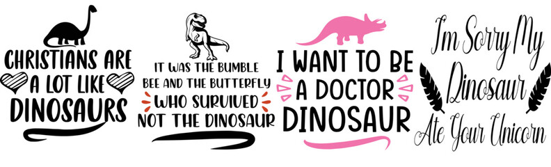 Colourful Dinosaur Phrases, Inscriptions Collection Vector Illustration for Mug Design, Vouchers, Printable © David