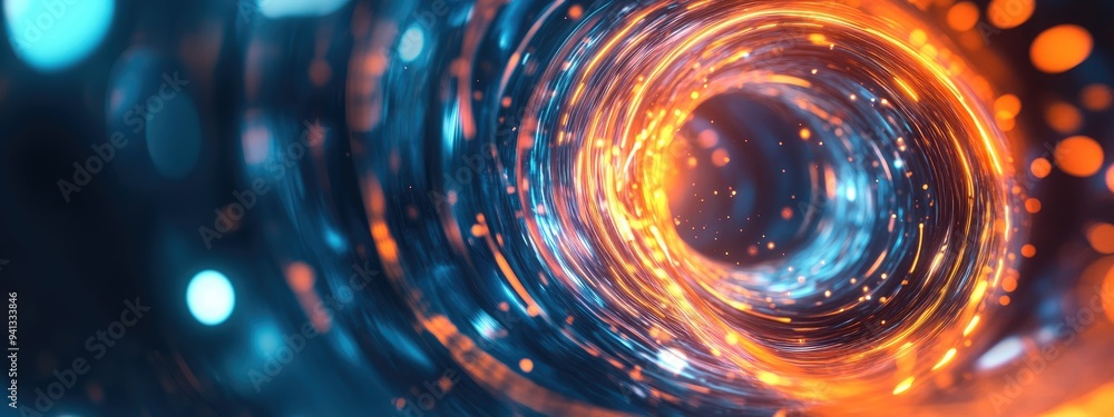 Poster abstract ring background featuring luminous swirling elements in a 3d cartoon rendering glowing spir