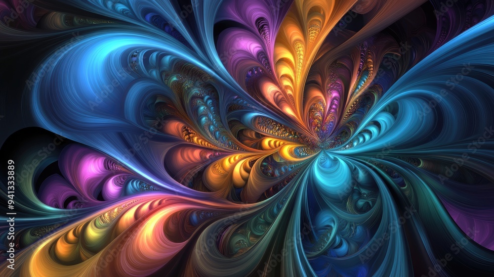 Poster Good abstract figure to background with 3D cartoon rendering and fractal effects