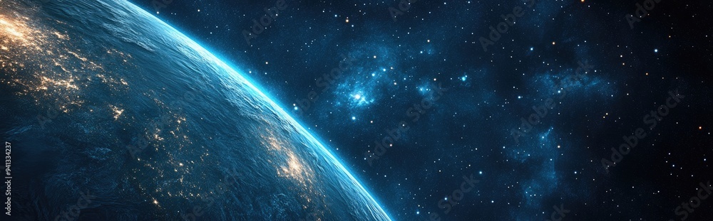 Poster stars and galaxies in deep space are depicted in a 3d cartoon rendering highlighting the beauty of s