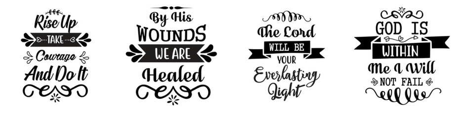Elegant Christian Inscriptions, Trendy Retro Style Illustration Set Vector Illustration for Brochure, Motion Graphics, Infographic