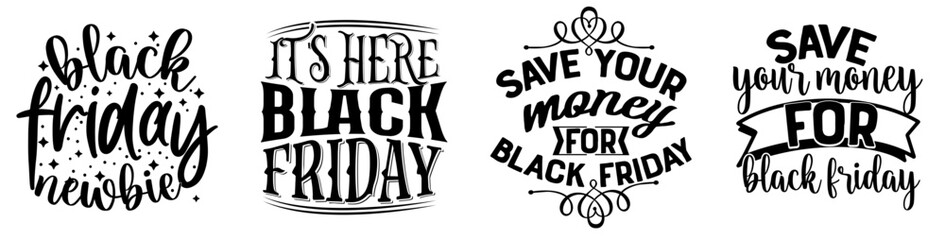 Elegant Black Friday Typography, Calligraphy Pack Vector Illustration for Advertising, Packaging, Mug Design