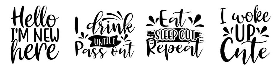 Decorative Baby Typography, Phrases Bundle Vector Illustration for Sticker, Logo, Infographic