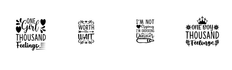 Cute Baby Funny Calligraphic Lettering, Trendy Retro Style Illustration Set Vector Illustration for Advertising, Bookmark, Gift Card