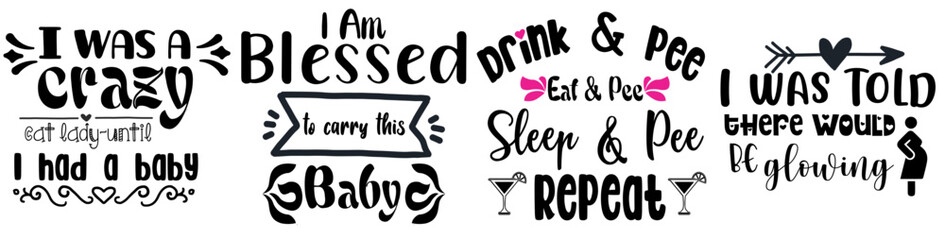 Modern Pregnancy Hand Lettering, Invitation Pack Vector Illustration for Announcement, Sticker, Packaging