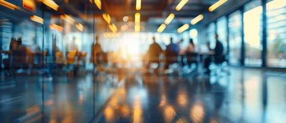 Blurred business people meeting in modern office building conference room