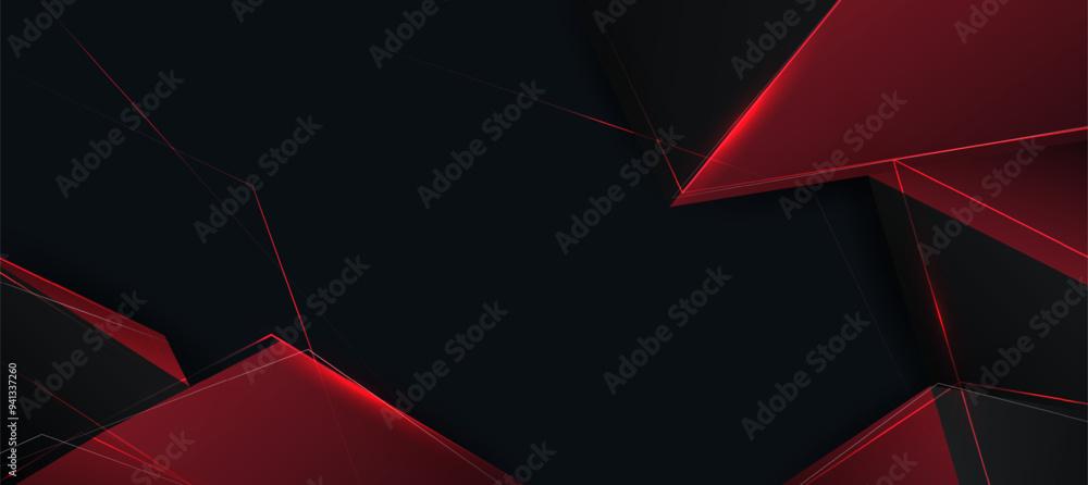 Wall mural red black polygon abstract elegant background vector