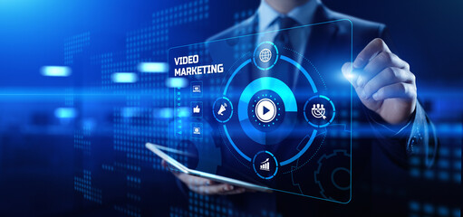 Video marketing social media advertising advertisement strategy business concept.