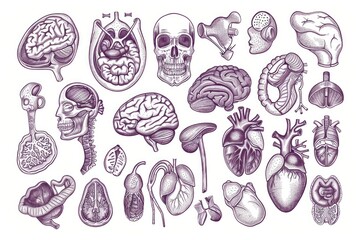 Anatomy illustration of various human organs, suitable for medical or educational purposes
