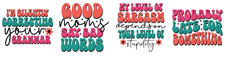 Decorative Retro Self Love Phrases, Quotes Collection Vector Illustration for Infographic, Printable, Vouchers