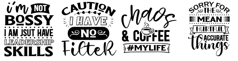 Classic Sarcastic Inscriptions, Calligraphy Bundle Vector Illustration for T-Shirt Design, Stationery, Flyer