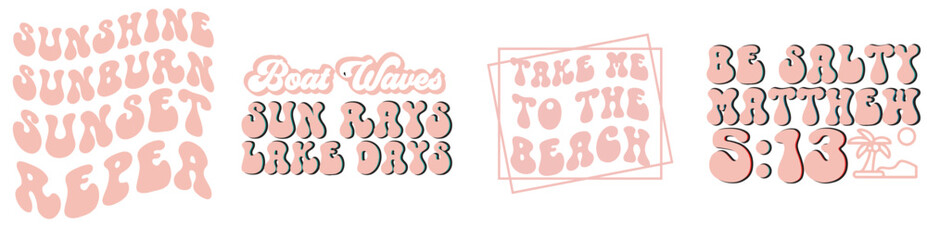 Simple Retro Summer Phrases, Hand Lettering Pack Vector Illustration for Motion Graphics, Newsletter, Label