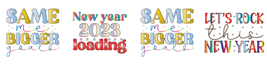 Decorative Retro Happy New Year Calligraphy, Calligraphic Lettering Collection Vector Illustration for Flyer, Motion Graphics, Decal