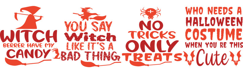 Classic Halloween Calligraphy, Hand Lettering Bundle Vector Illustration for Decal, Poster, Postcard