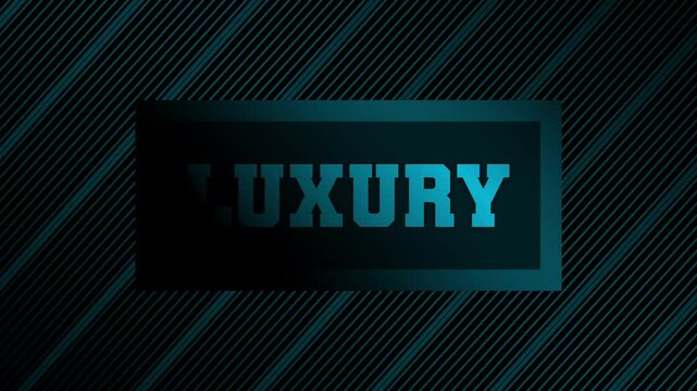 Black background with diagonal blue lines and blue text spelling out Luxury. Great for designing elegant and high end marketing materials.