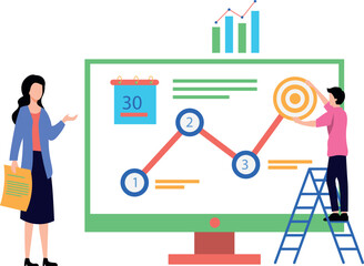 A boy is drawing a target graph.