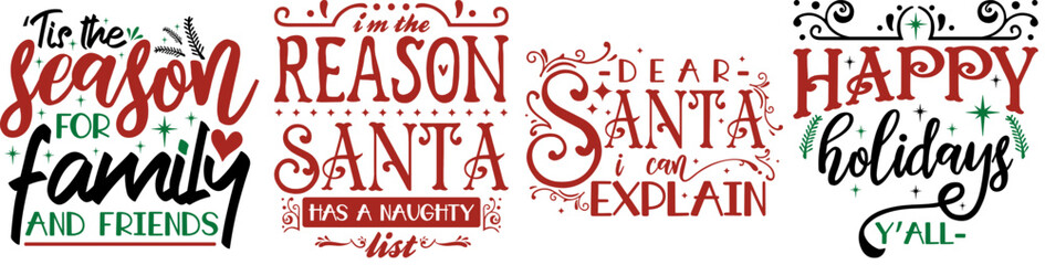 Classic Christmas Inscriptions, Labels And Badges Collection Vector Illustration for Infographic, Announcement, Brochure