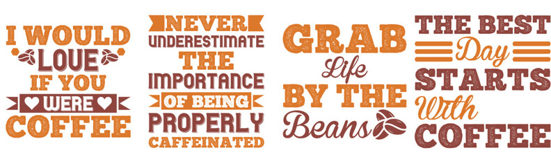 Minimal Coffee Inscriptions, Trendy Retro Style Illustration Collection Vector Illustration for Banner, Logo, Motion Graphics