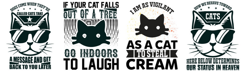 Minimal Cat Typography, Quotes Pack Vector Illustration for Brochure, Newsletter, Flyer