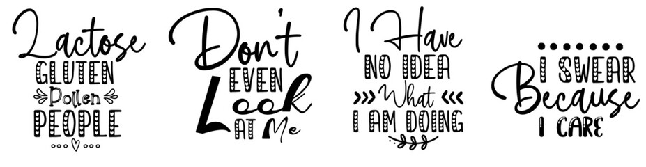 Decorative Antisocial Hand Lettering, Phrases Bundle Vector Illustration for Banner, Book Cover, Advertising