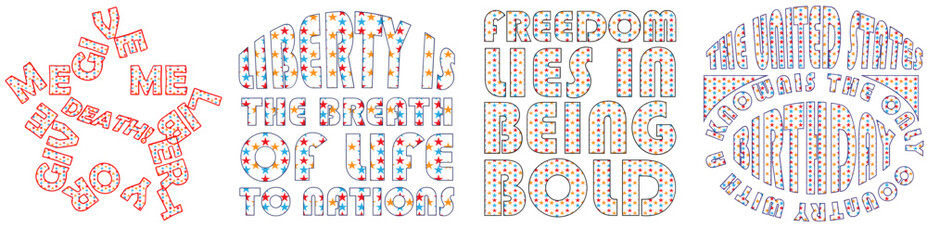 Cute 4Th Of July Sublimation Challenge Invitation, Inscriptions Set Vector Illustration for Advertising, Advertisement, Bookmark