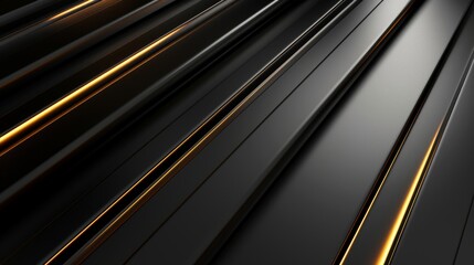 An abstract image showcasing sharp, reflective black surfaces illuminated by elegant glowing gold lines, evoking a sense of luxury and modernity