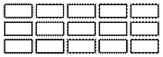 Frame vector set squiggle style black color isolated on white background. Cloudy wave curve edge frame for stories