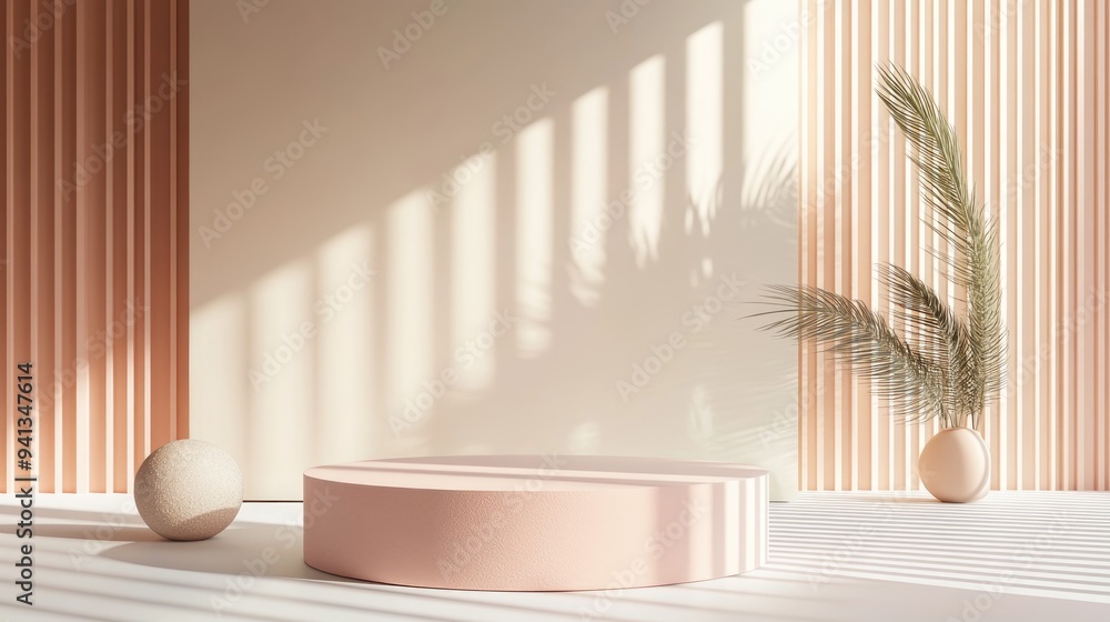 Poster 3d rendering of a minimal empty podium platform background for showcasing products or cosmetics feat