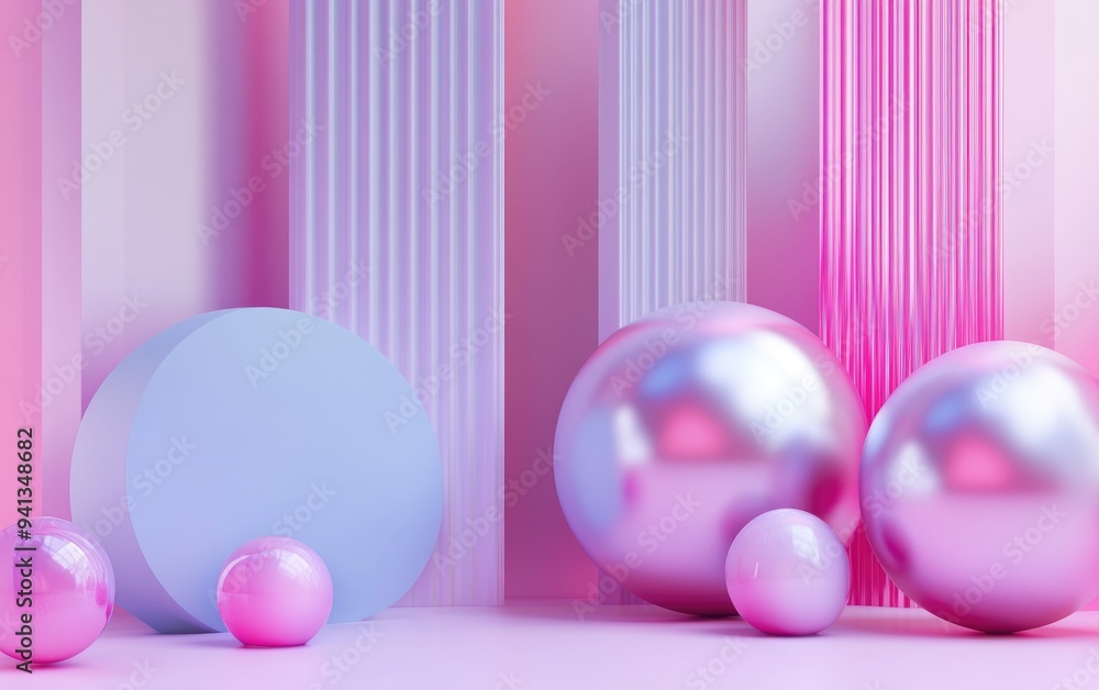 Poster 3d rendering of abstract geometric elements with a regular background