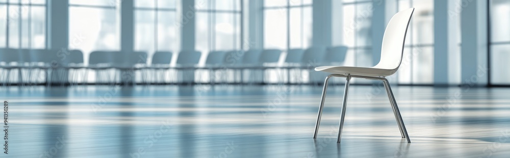 Poster 3d rendering of a chair in a conference setting