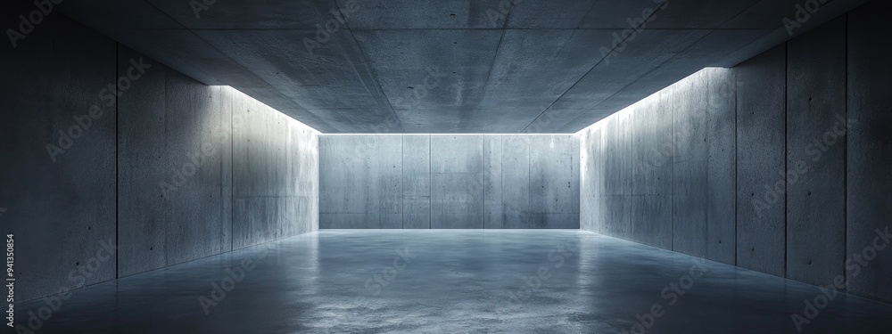 Poster 3d rendering of an empty dark abstract concrete room interior with an architectural background and n