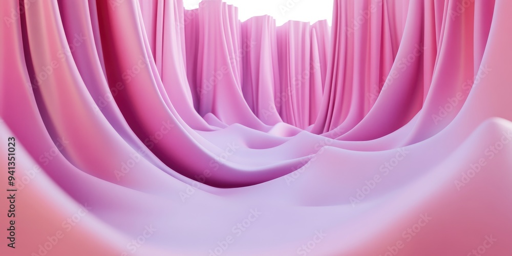 Poster 3d rendering of a geometric cube background with beautiful drapery elements