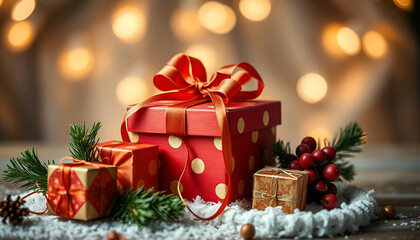 A red gift box, Christmas