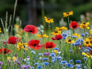 Obraz premium Vibrant Wildflower Meadow in Full Bloom