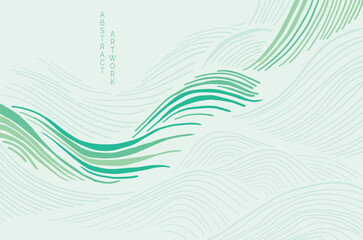 abstract japanese landscape on light background with colored lines and gradients	