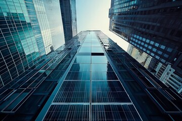 Solar panels urban building facade skyscrapers sustainable green energy renewable environmental architecture design birds eye view
